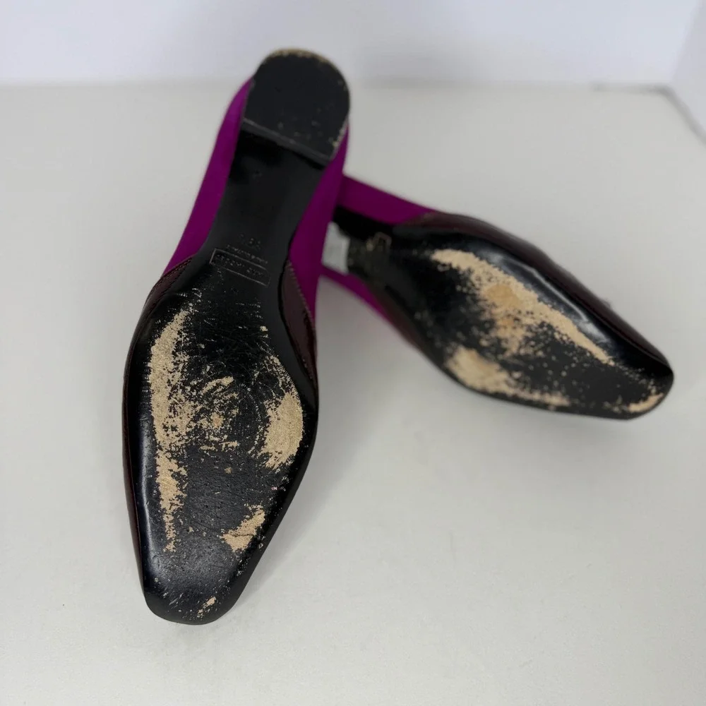 Marc Jacobs Women's Purple Suede Patent Bow Ballet Flats Made in Italy Size 39.5